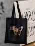 Letter & Butterfly Graphic Shopper Bag