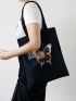 Letter & Butterfly Graphic Shopper Bag