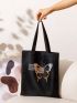 Letter & Butterfly Graphic Shopper Bag