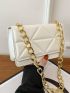 Mini Geometric Embossed Flap Chain Square Bag