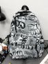 Letter Graphic Functional Backpack With Cartoon Bag Charm