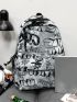 Letter Graphic Functional Backpack With Cartoon Bag Charm