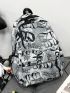 Letter Graphic Functional Backpack With Cartoon Bag Charm