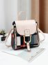 Mini Geometric Graphic Colorblock Flap Backpack