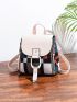 Mini Geometric Graphic Colorblock Flap Backpack