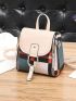 Mini Geometric Graphic Colorblock Flap Backpack