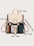 Mini Geometric Graphic Colorblock Flap Backpack