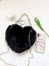 Heart Design Fluffy Satchel Bag