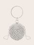 Mini Rhinestone Decor Top Ring Circle Bag