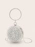 Mini Rhinestone Decor Top Ring Circle Bag