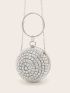 Mini Rhinestone Decor Top Ring Circle Bag