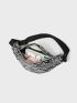 Snakeskin Pattern Double Zipper Fanny Pack