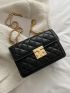 Mini Quilted Detail Push Lock Flap Chain Square Bag