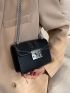 Mini Litchi Embossed Push Lock Chain Square Bag