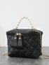 Quilted Faux Pearl Decor Bucket Bag