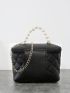 Quilted Faux Pearl Decor Bucket Bag