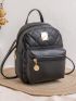 Mini Metal Decor Pocket Front Classic Backpack