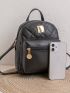 Mini Metal Decor Pocket Front Classic Backpack