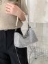 Mini Rhinestone & Faux Pearl Decor Chain Bucket Bag