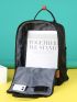 Letter Patch Decor Functional Backpack