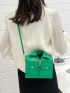 Mini Studded Decor Ruched Zip Front Novelty Bag