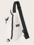 Letter Patch Decor Zip Front Sling Bag