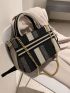 Color Block Chain Top Handle Bag