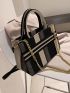 Color Block Chain Top Handle Bag