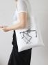 Skateboard Human Skeleton Graphic Shoulder Tote Bag