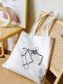 Skateboard Human Skeleton Graphic Shoulder Tote Bag