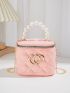 Mini Faux Pearl Decor Quilted Chain Satchel Bag