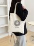 Letter Graphic Canvas Shopper Bag