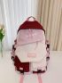 Buckle Decor Letter Graphic Colorblock Backpack