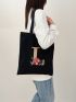 Letter & Floral Graphic Shopper Bag