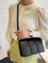 Minimalist Textured Flap Square Bag