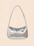 Mini Metallic Crocodile Embossed Baguette Bag