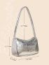 Mini Metallic Crocodile Embossed Baguette Bag