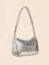 Mini Metallic Crocodile Embossed Baguette Bag