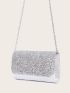 Mini Metallic Allover Glitter Decor Square Bag