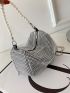 Mini Rhinestone & Faux Pearl Decor Chain Bucket Bag