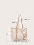 Letter Graphic Shoulder Tote Bag