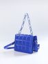 Mini Minimalist Embossed Chain Decor Crossbody Bag