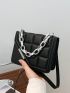 Mini Plaid Embossed Chain Decor Flap Square Bag