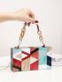 Geometric Pattern Chain Box Bag