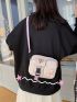 Cartoon & Buckle Decor Canvas Crossbody Bag