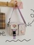 Cartoon & Buckle Decor Canvas Crossbody Bag