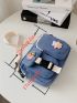 Cartoon & Buckle Decor Canvas Crossbody Bag