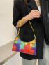 Colorblock Geo Graphic Baguette Bag