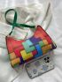 Colorblock Geo Graphic Baguette Bag