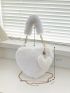 Heart Shaped Fluffy Novelty Bag With Cartoon Charm